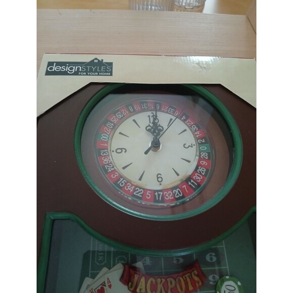 DesignStyles Casino Wall Clock 19x9.5 Hanging Roulette Table Shadow Box - Picture 12 of 14